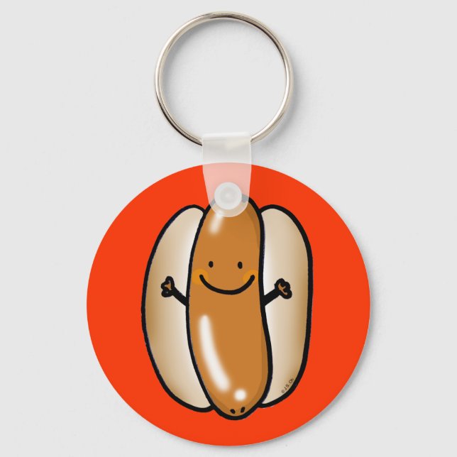 cartoon hot dog sausage key ring (Front)
