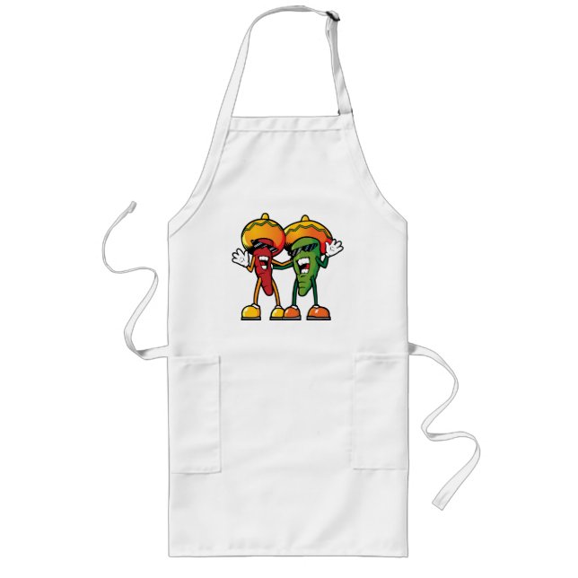 Cartoon hot peppers long apron (Front)