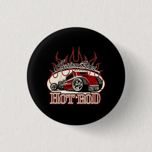 Cartoon hot rod 3 cm round badge