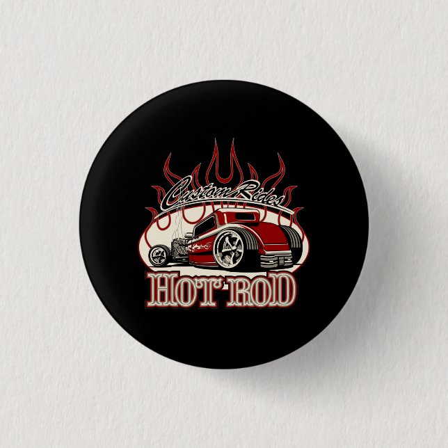 Cartoon hot rod 3 cm round badge (Front)