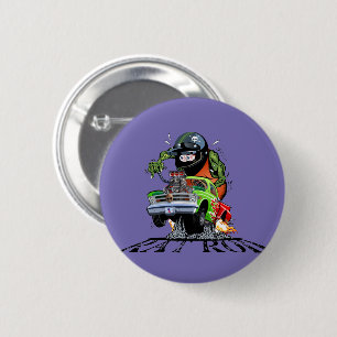 Cartoon hot rod 6 cm round badge