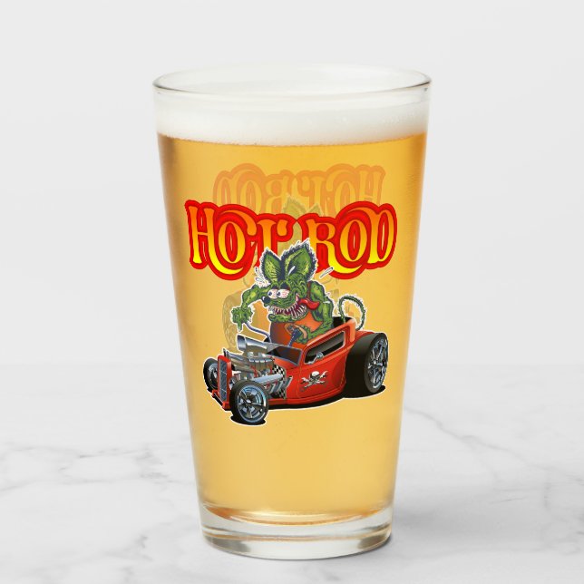 Cartoon hot rod glass (Front Filled)