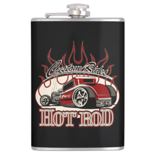 Cartoon hot rod hip flask