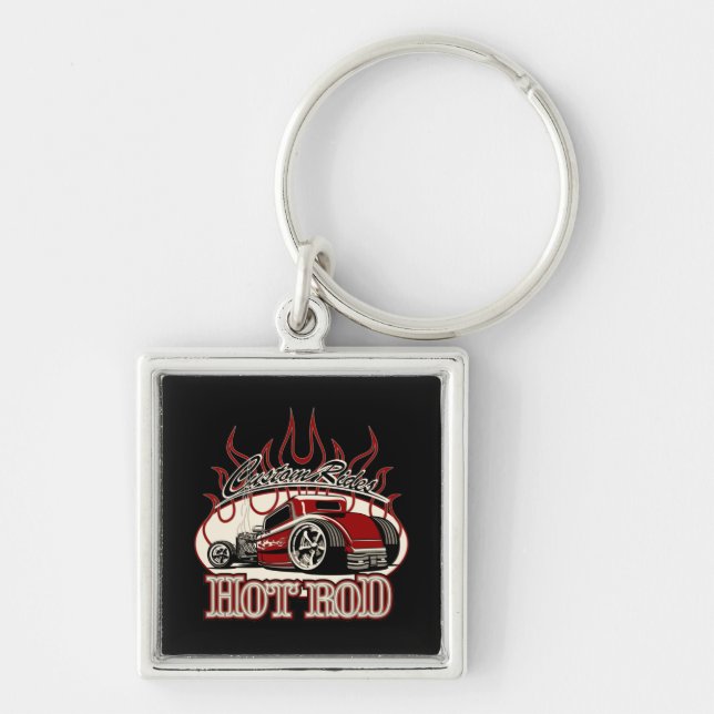 Cartoon hot rod key ring (Front)