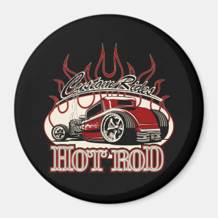 Cartoon hot rod magnet