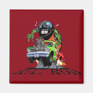 Cartoon hot rod magnet