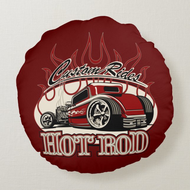 Cartoon hot rod round cushion (Back)