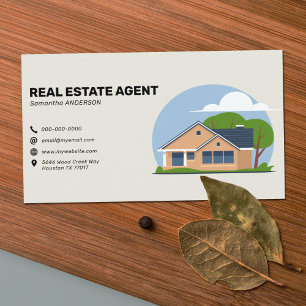 Cartoon House & Icons - Real Estate Agent Business Card