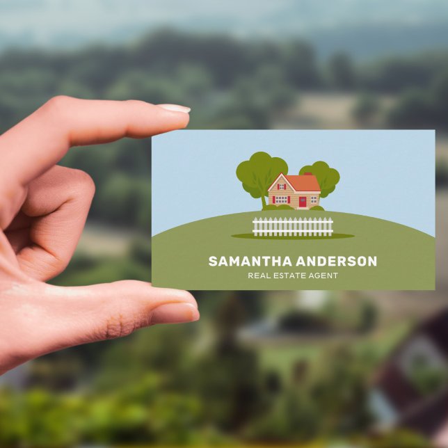 Cartoon House in Countryside - Real Estate Agent Business Card (Cartoon House in Countryside - Real Estate Agent Business Card)