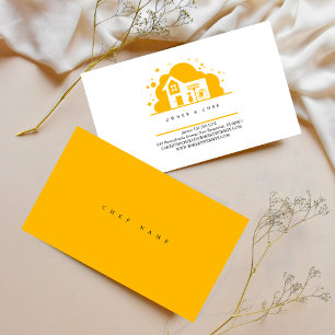 Cartoon house Maid Cleaning Services yellow Business Card