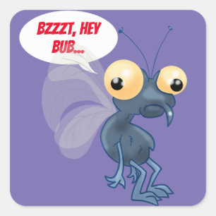 Cartoon Housefly Square Sticker