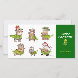 Cartoon Hula Hamsters Christmas Card