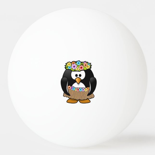 Cartoon Hula Penguin Ping Pong Ball (Front)