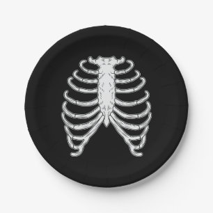 Cartoon Human Rib Cage Skeleton Bones Halloween Paper Plate