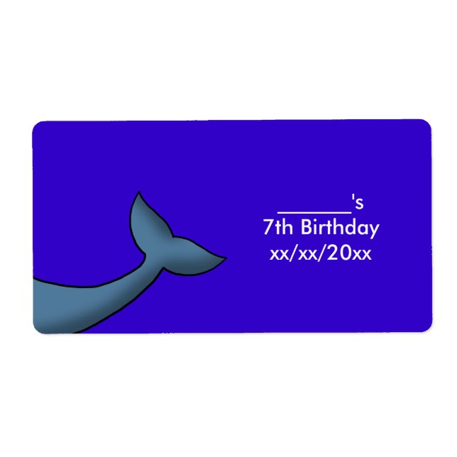 Cartoon Humpback Whale Tail Wine or Water Bottle (Front)