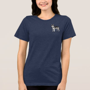 Cartoon Husky Dog Gift Black White Siberian Tri-Blend Shirt
