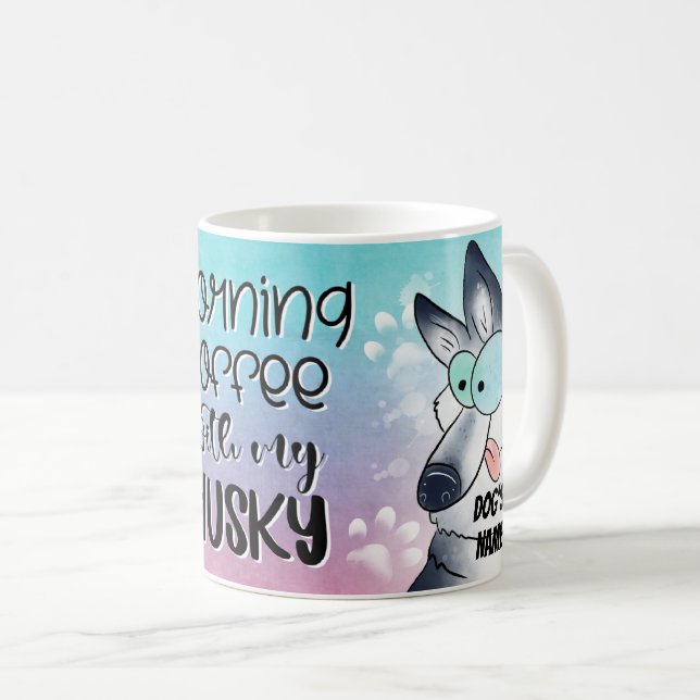 Cartoon Husky Dog Pet Coffee Mug, Cup (Front Right)