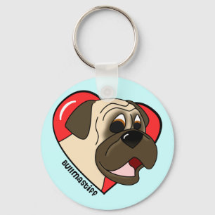 Cartoon I Love my Bullmastiff Keychain