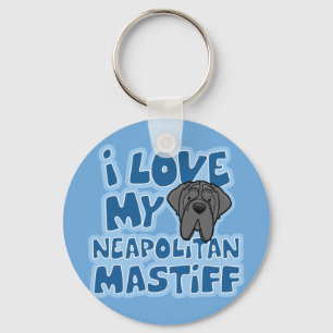 Cartoon I Love My Neapolitan Mastiff Key Ring