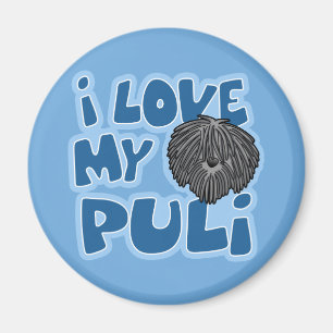 Cartoon I Love My Puli Magnet