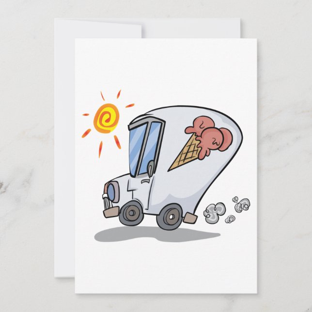 Cartoon Ice Cream Truck Fun Summer Dessert Invitation (Front)