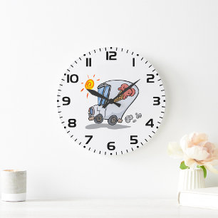 Cartoon Ice Cream Truck Fun Summer Dessert Large Clock