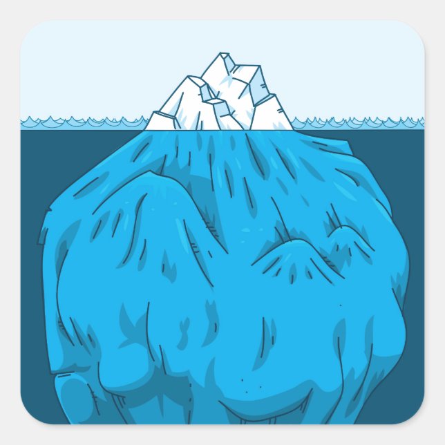 Cartoon Iceberg Under Water Square Sticker (Front)