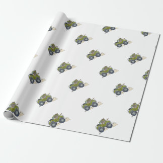 Cartoon illustration of a Elephant driving a jeep. Wrapping Paper