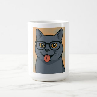 cartoon image mug, Russian blue, cat mug