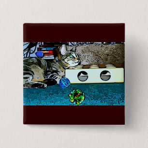 Cartoon Indigo 15 Cm Square Badge