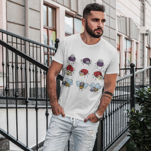 Cartoon Insects Funny Bees Ladybugs Spiders T-Shirt