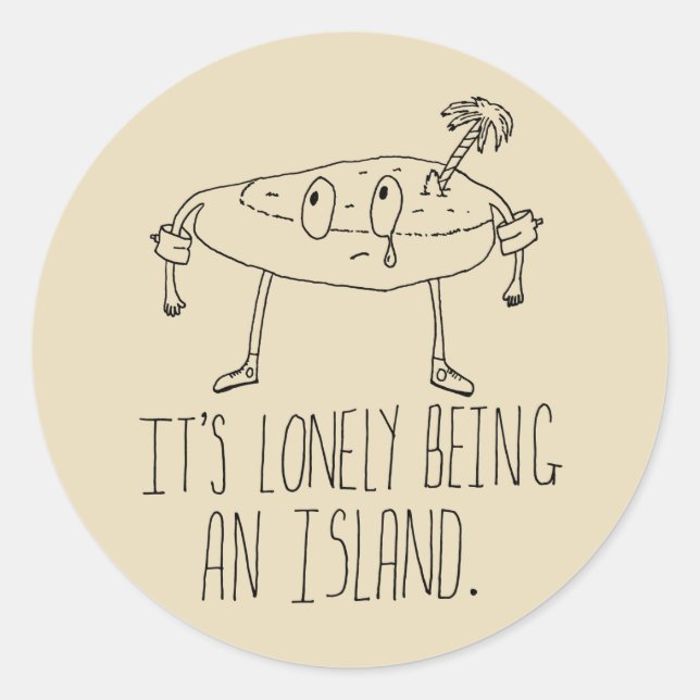 Cartoon Island Classic Round Sticker (Front)