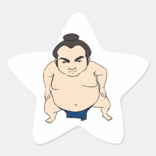 Cartoon Japanese Sumo Wrestler Star Sticker