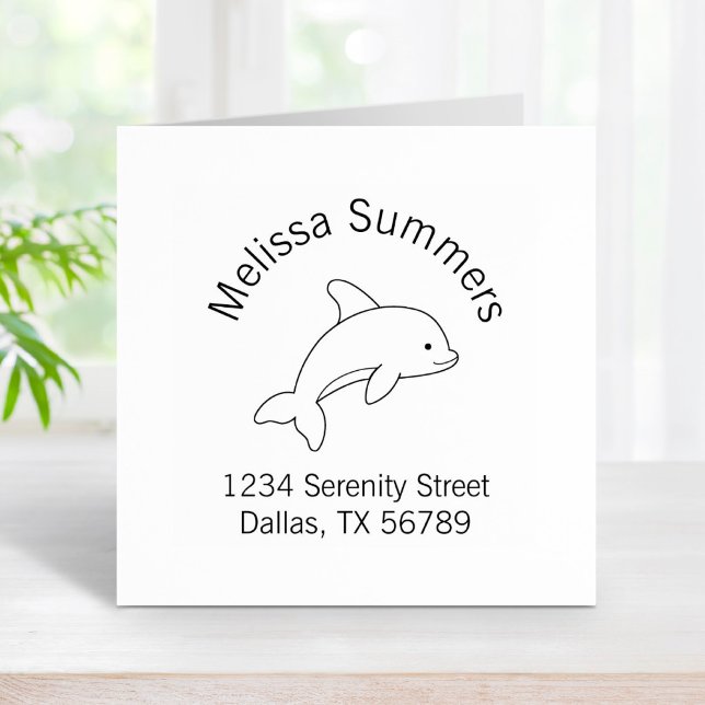 Cartoon Jumping Dolphin Address 1w Rubber Stamp (Creator Uploaded)