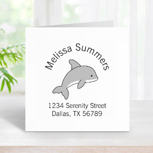 Cartoon Jumping Dolphin Address Rubber Stamp