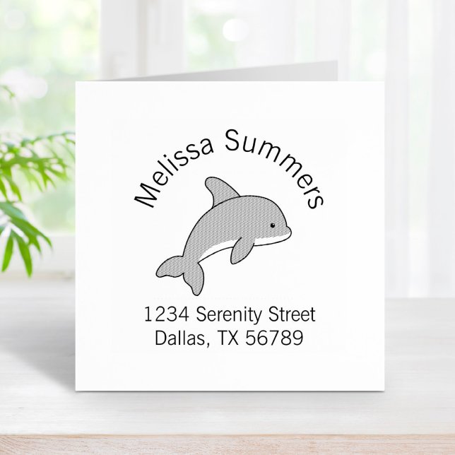 Cartoon Jumping Dolphin Address Rubber Stamp (Creator Uploaded)