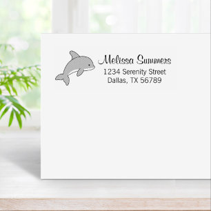 Cartoon Jumping Dolphin Address Rubber Stamp