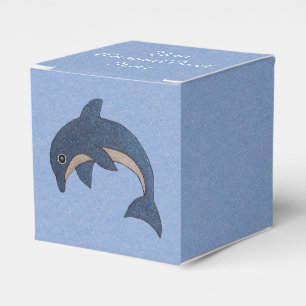 Cartoon Jumping Dolphin Glittery Dark Blue White Favour Box