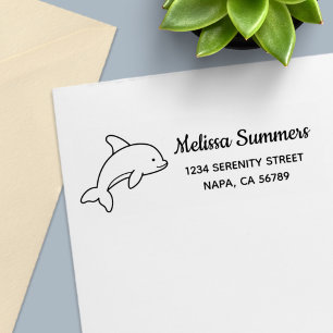 Cartoon Jumping Dolphin Return Address Self-inking Stamp