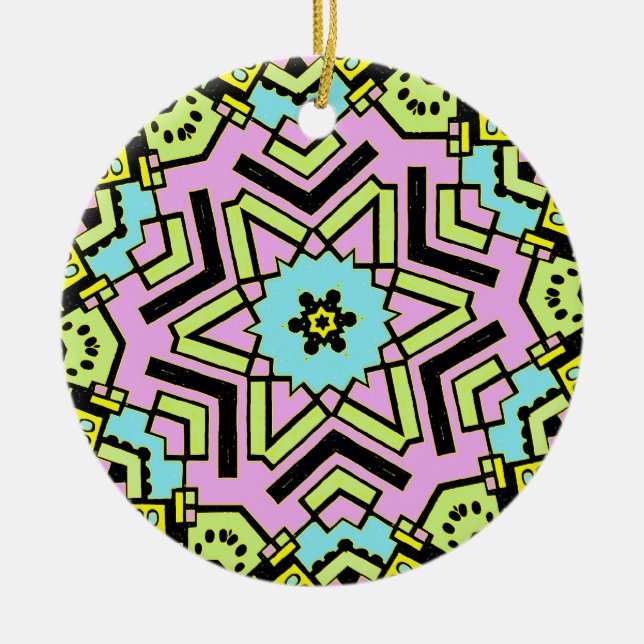 Cartoon Kaleidoscope 01 Ceramic Tree Decoration (Front)