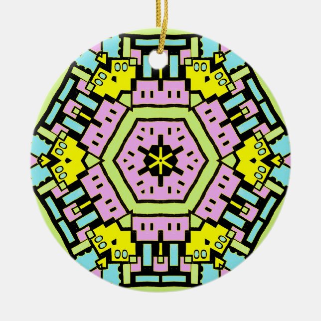 Cartoon Kaleidoscope 01 Ceramic Tree Decoration (Front)