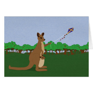 Cartoon Kangaroos Flying a Kite