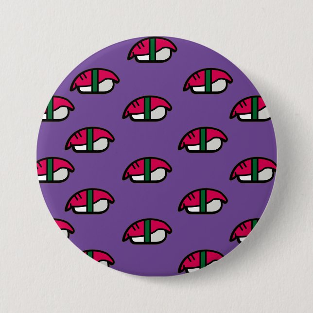 Cartoon Kawaii Sushi, Fish Rice & Seaweed Button (Front)