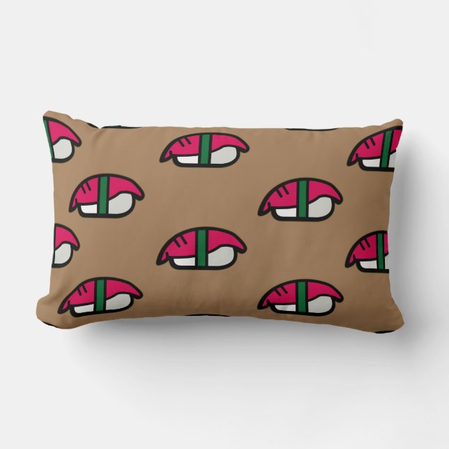 Cartoon Kawaii Sushi, Fish Rice & Seaweed Lumbar Cushion (Front)