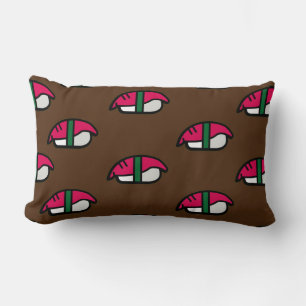 Cartoon Kawaii Sushi, Fish Rice & Seaweed Lumbar Cushion