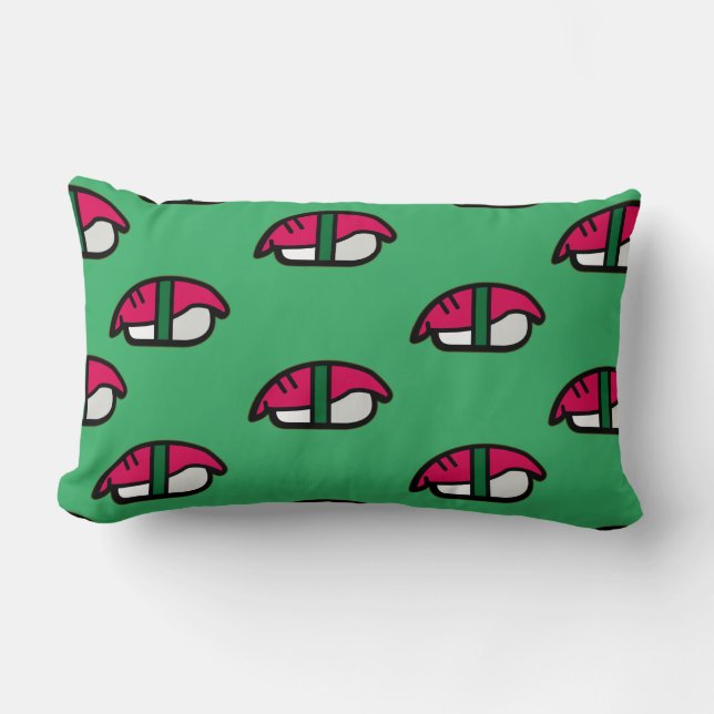 Cartoon Kawaii Sushi, Fish Rice & Seaweed Lumbar Cushion (Front)