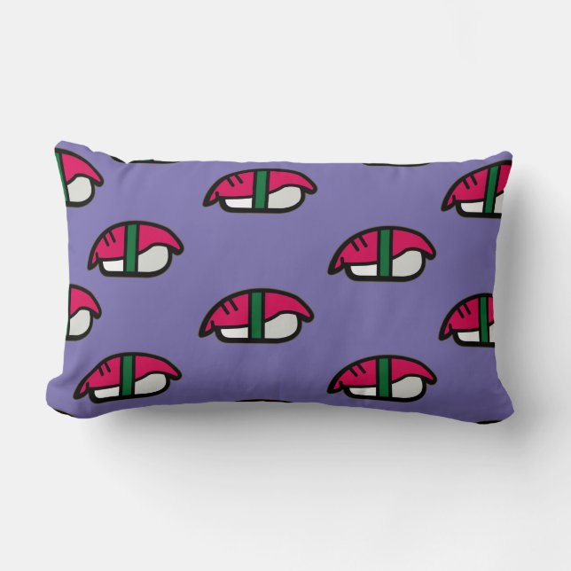 Cartoon Kawaii Sushi, Fish Rice & Seaweed Lumbar Cushion (Front)