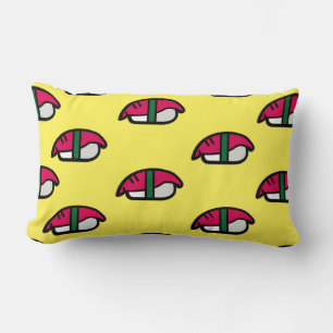 Cartoon Kawaii Sushi, Fish Rice & Seaweed Lumbar Cushion