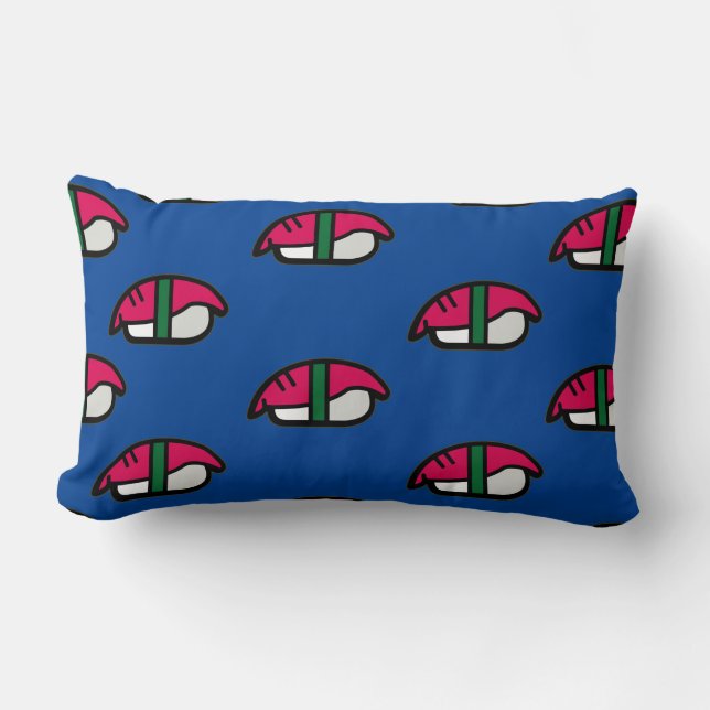 Cartoon Kawaii Sushi, Fish Rice & Seaweed Lumbar Cushion (Front)
