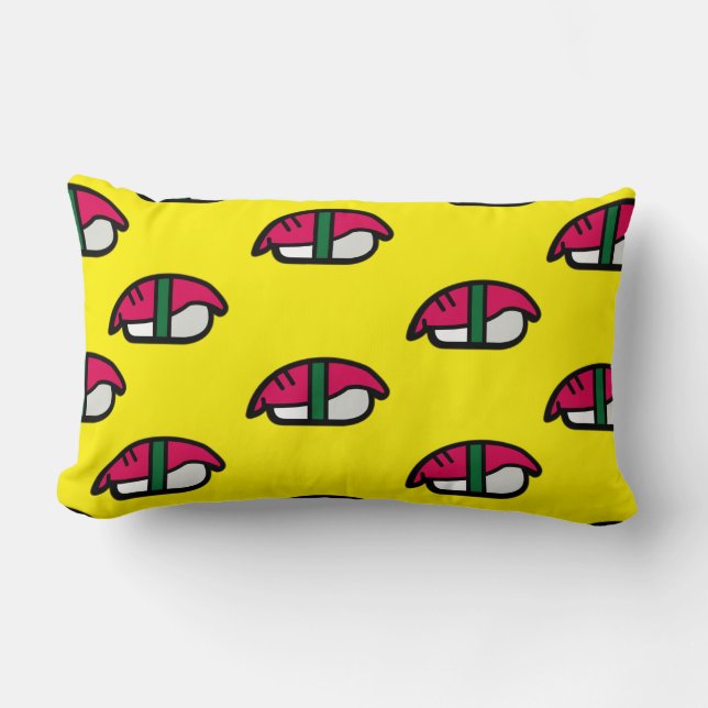 Cartoon Kawaii Sushi, Fish Rice & Seaweed Lumbar Cushion (Front)
